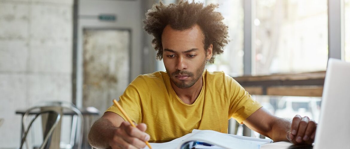 Man studying at desk