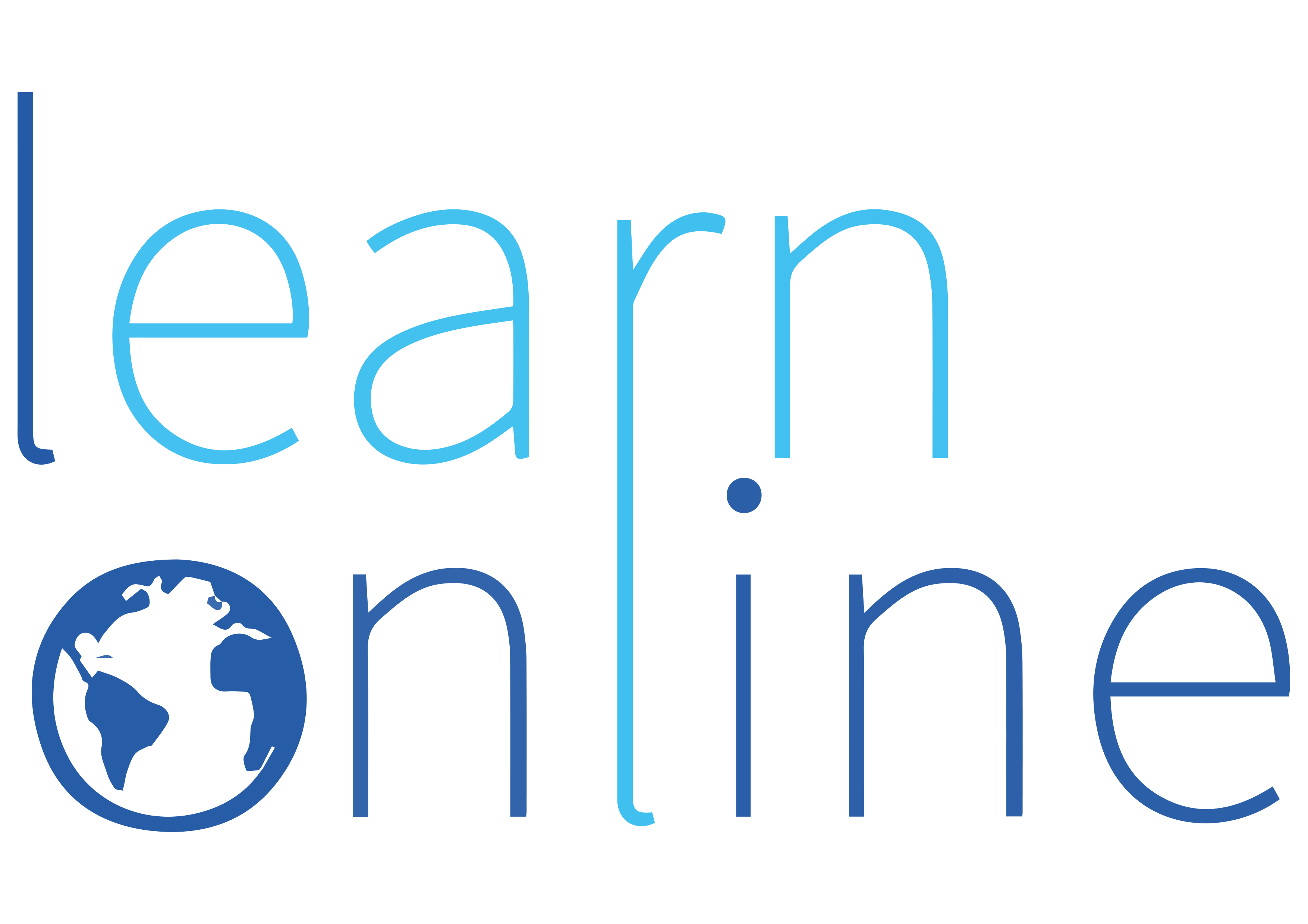 LearnOnline logo. Two shades of blue and the 'o' is the design of a globe
