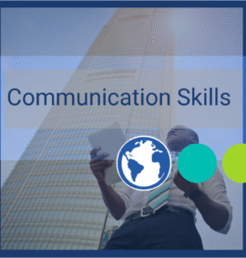 "Communication Skills" young adult underneath business tower looking successful