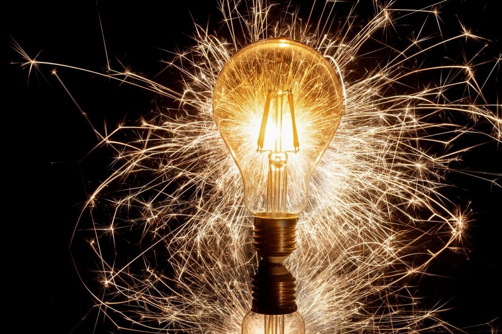 Sparkler behind a lightbulb